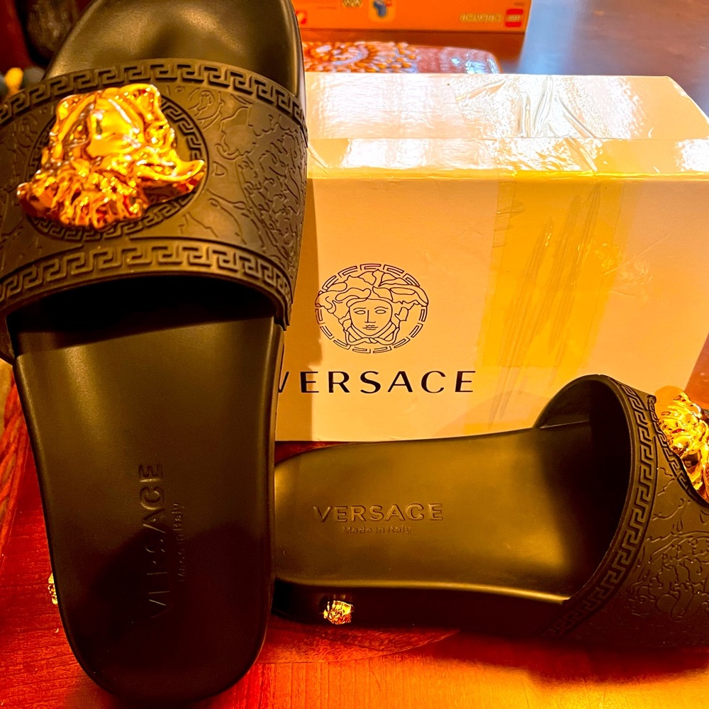 Black Versace Medusa Head Slides